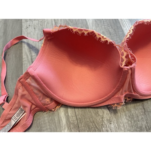 Victoria's Secret 36DDD Dream Angels Cross Dye Lace Lined Demi Bra Cocktail Pink - Picture 13 of 13